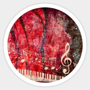 Piano Keyboard with rose and notes Sticker